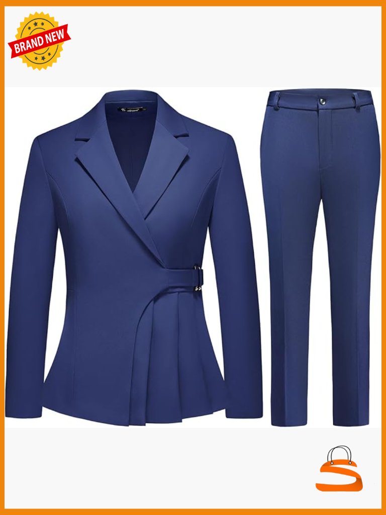 Women's 2 Piece Pantsuit Set Irregular Blazer Jacket Business Casual Work Suit